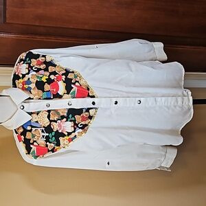 VINTAGE CORAL BAY PETITES BLOUSE TEDDY BEARS LONG SLEEVED SMALL BUTTON DOWN TOP